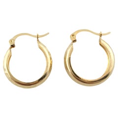 14K Yellow Gold Textured Hoop Earrings #13430