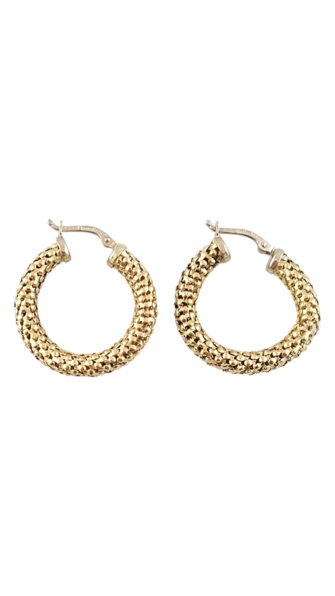 Women's 14K Yellow Gold Textured Hoop Earrings #14441 For Sale