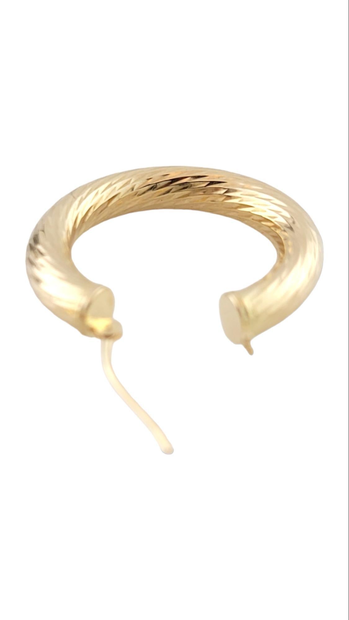 Women's 14K Yellow Gold Textured Hoop Earrings #15902 For Sale