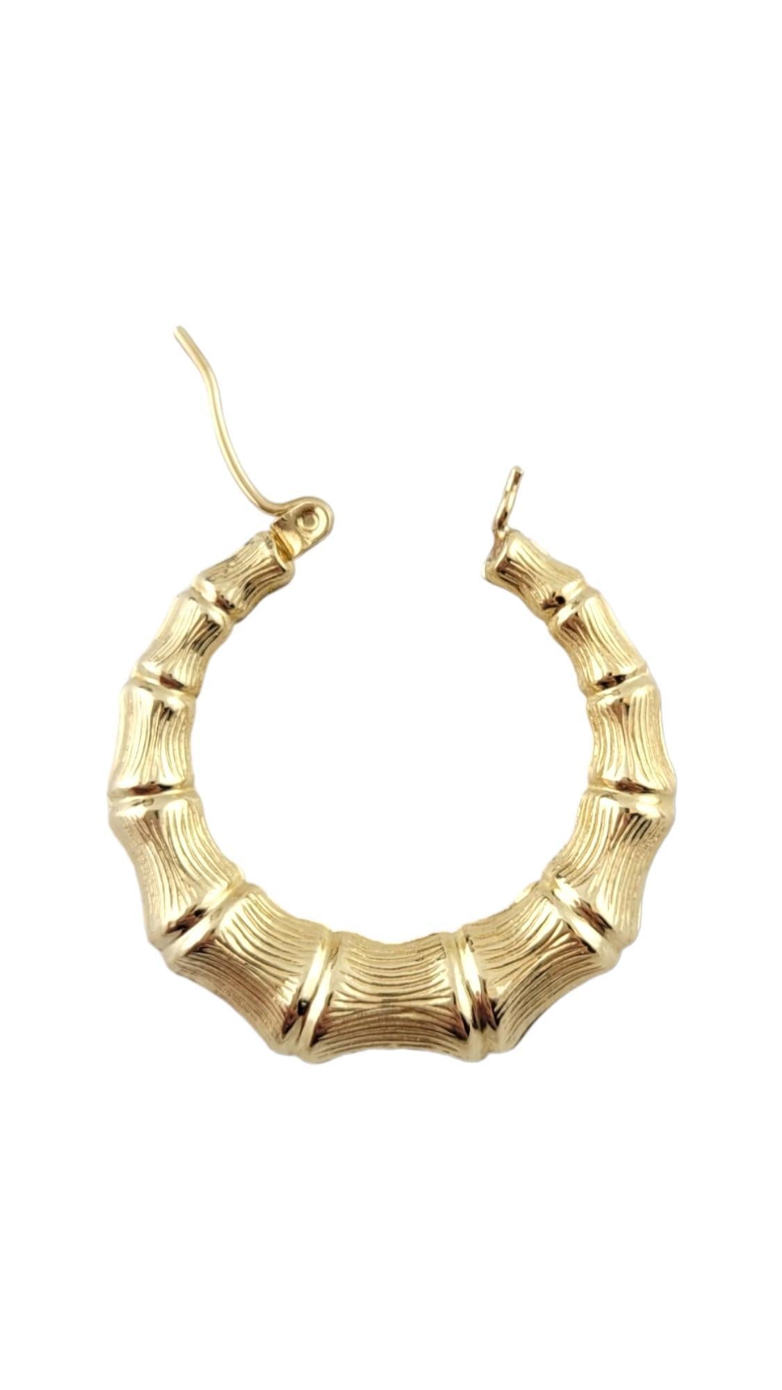 Women's 14K Yellow Gold Textured Hoop Earrings #16137 For Sale