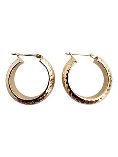 14K Yellow Gold Textured Hoop Earrings #25529
