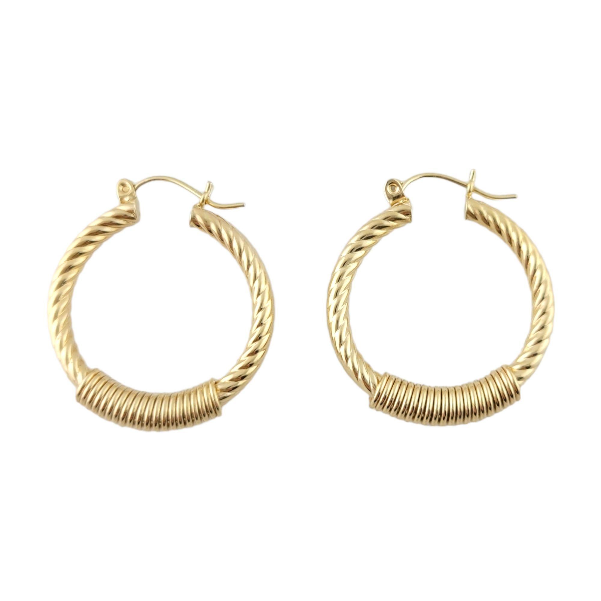 14k gold textured hoop earrings
