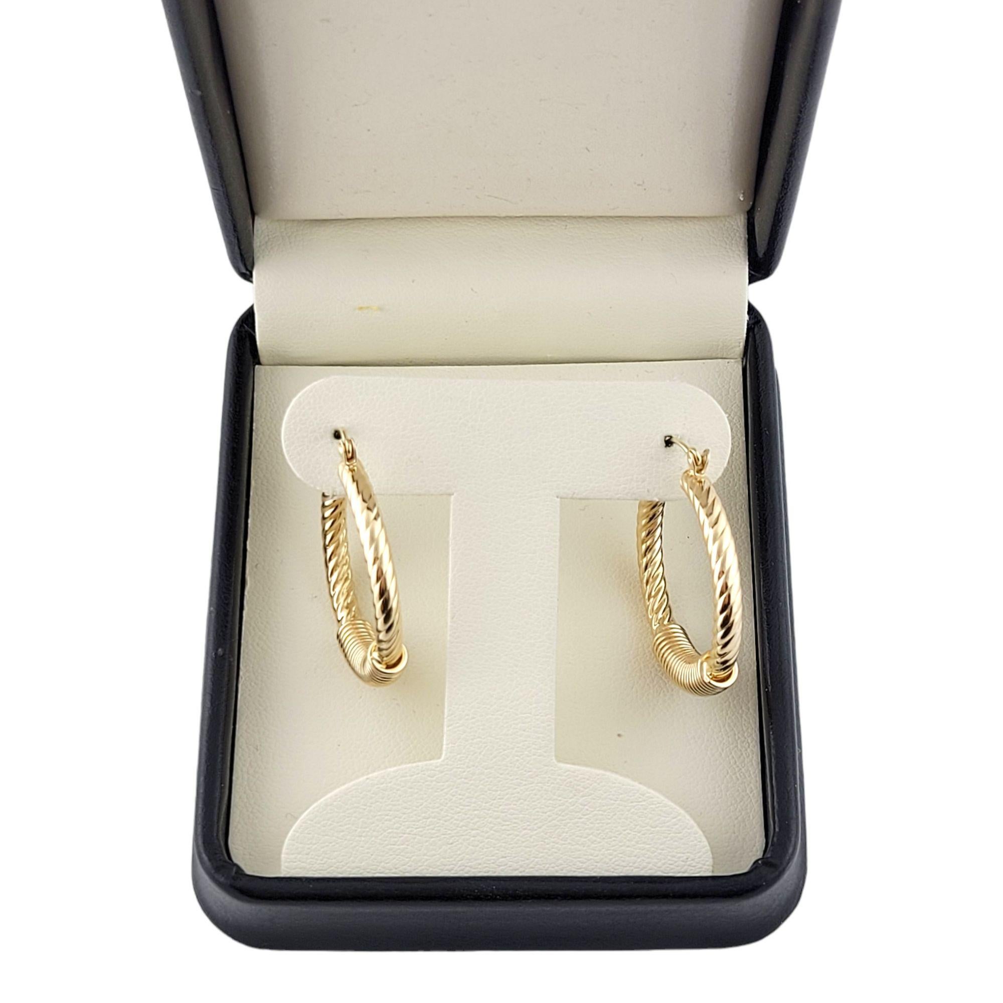 Women's 14K Yellow Gold Textured Hoops For Sale