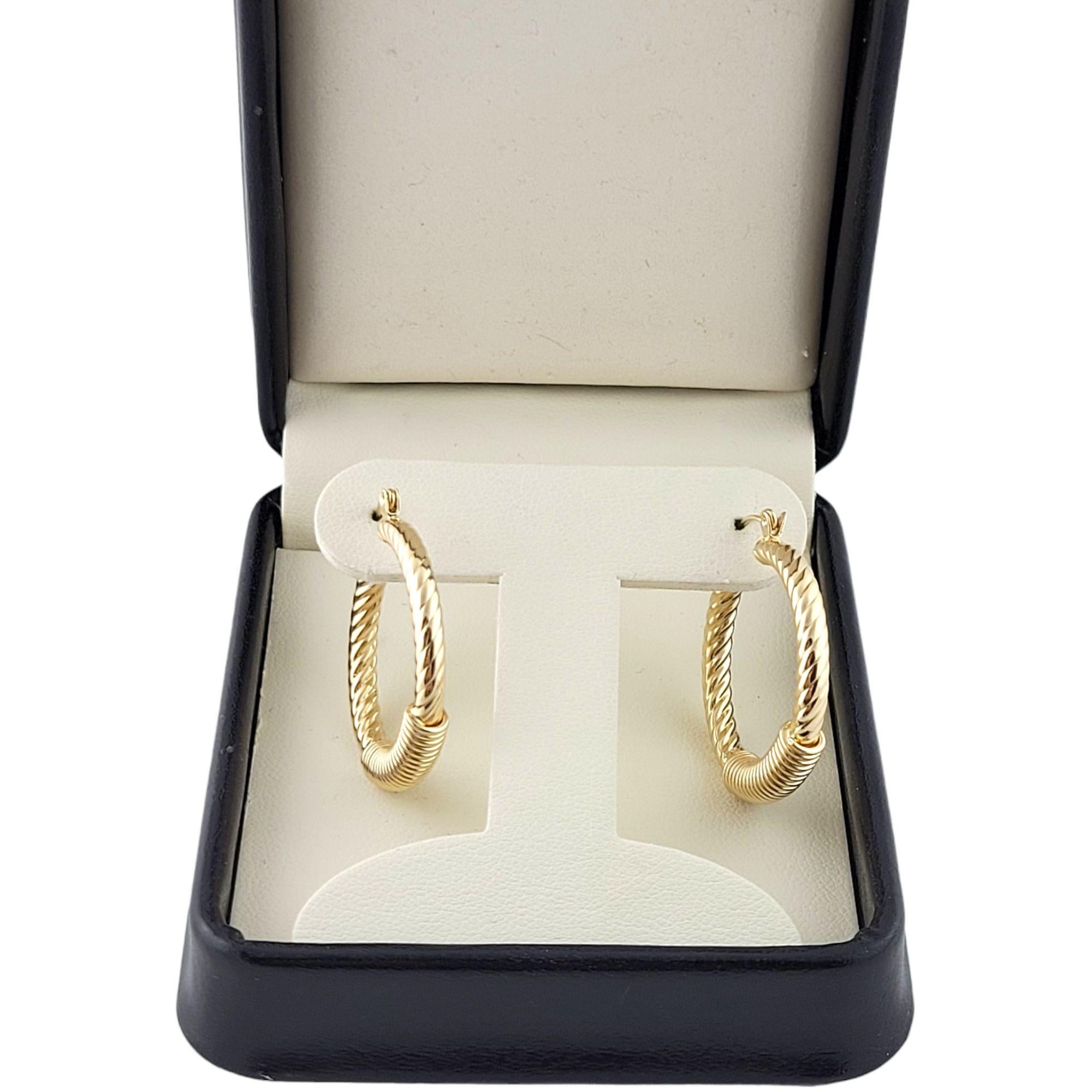 14K Yellow Gold Textured Hoops For Sale 1