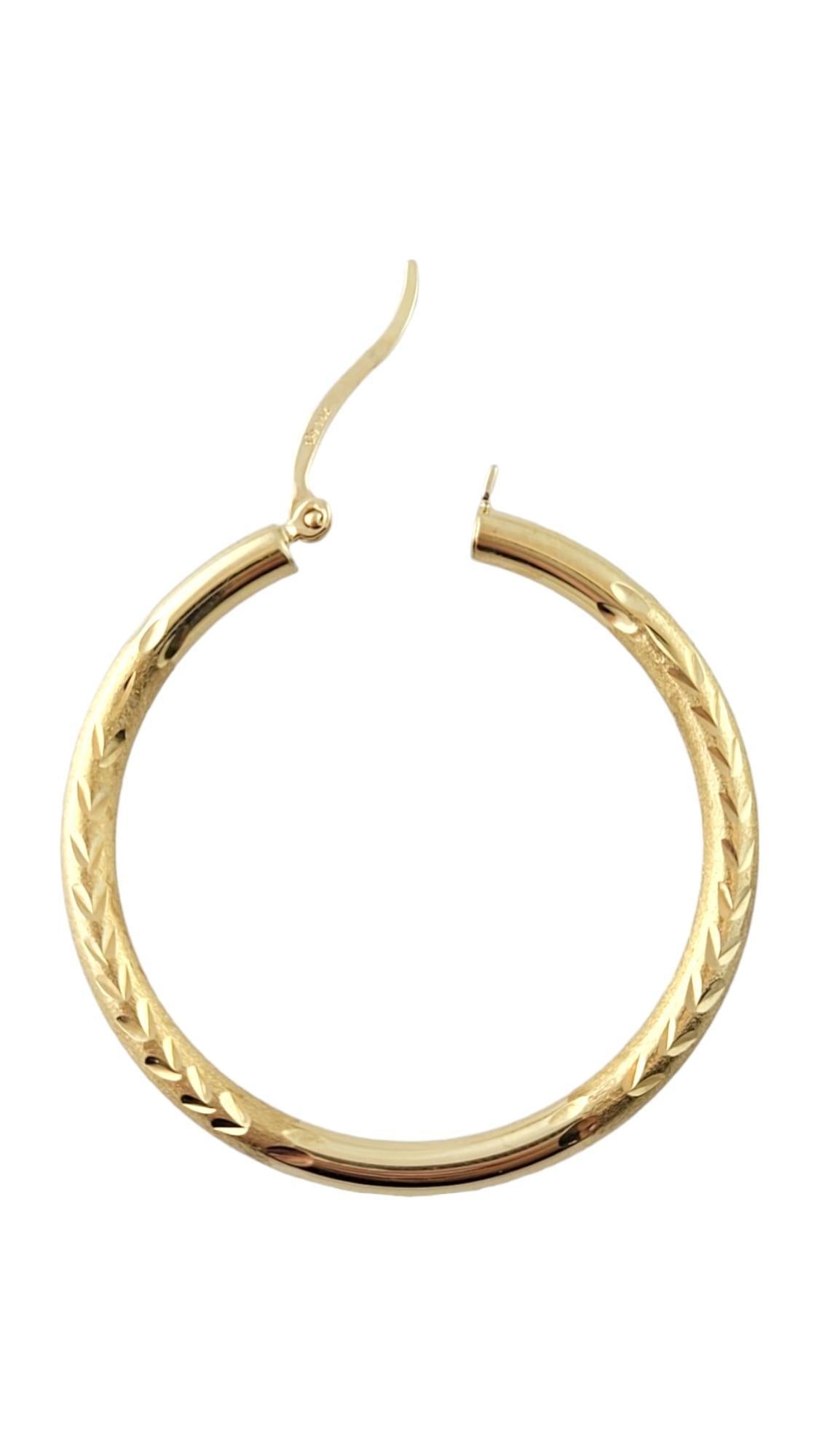 Women's 14K Yellow Gold Textured Large Circle Hoop Earrings #16864 For Sale