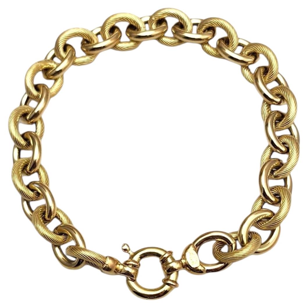 14K Yellow Gold Textured Link Bracelet #25387