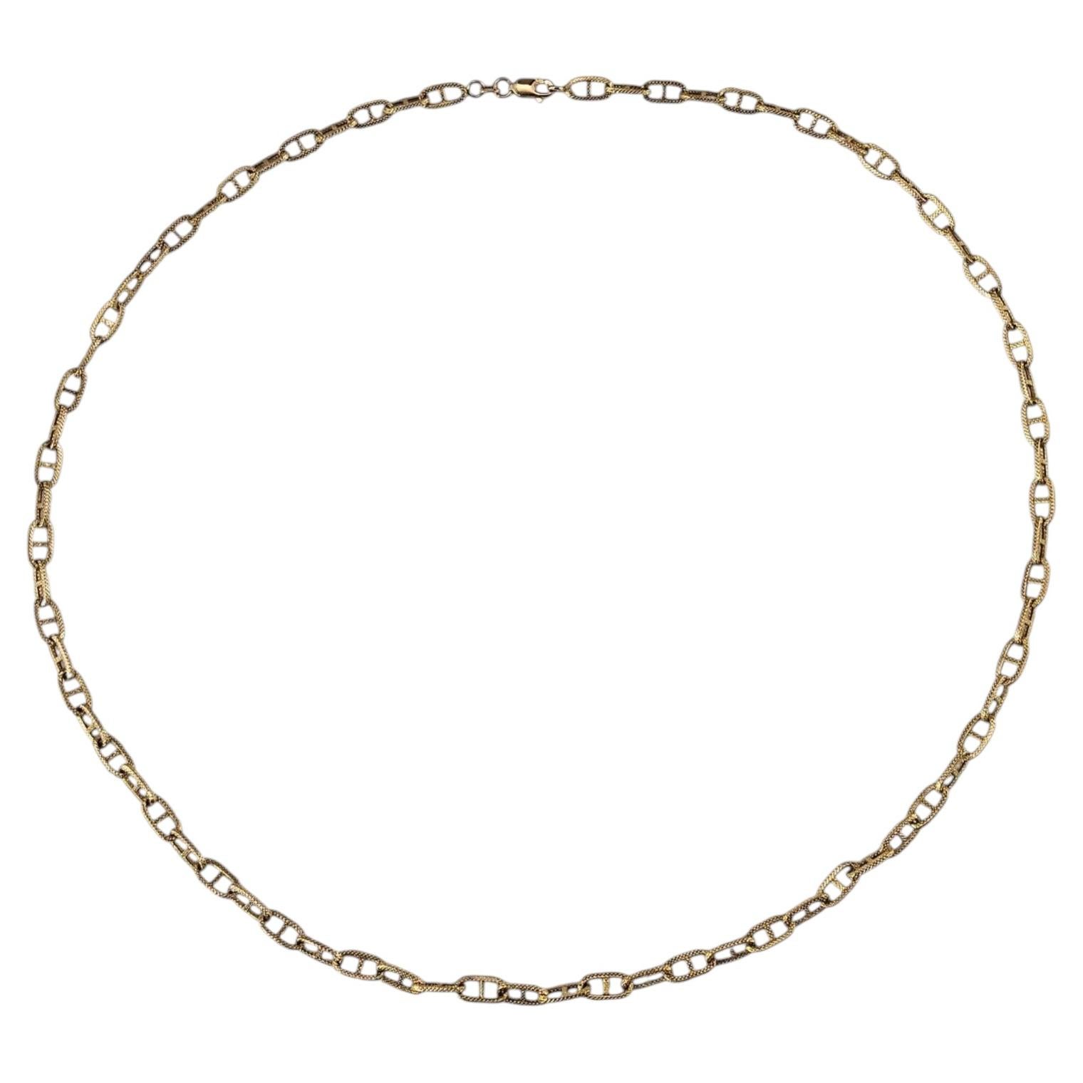 Collar de cadena de eslabones texturizados de oro amarillo de 14 quilates 24" #24911