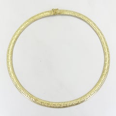 14K Yellow Gold Textured Omega Necklace – 17" Heavy Gold Collar