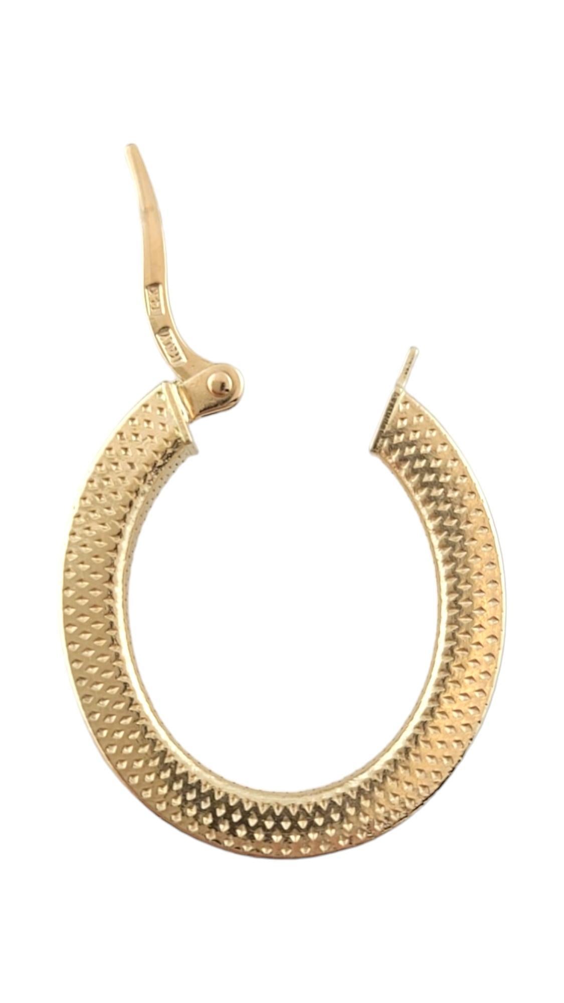 Women's 14K Yellow Gold Textured Oval Hoop Earrings #16189 For Sale