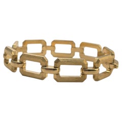 14K Yellow Gold Textured Oval Link Bracelet #25149