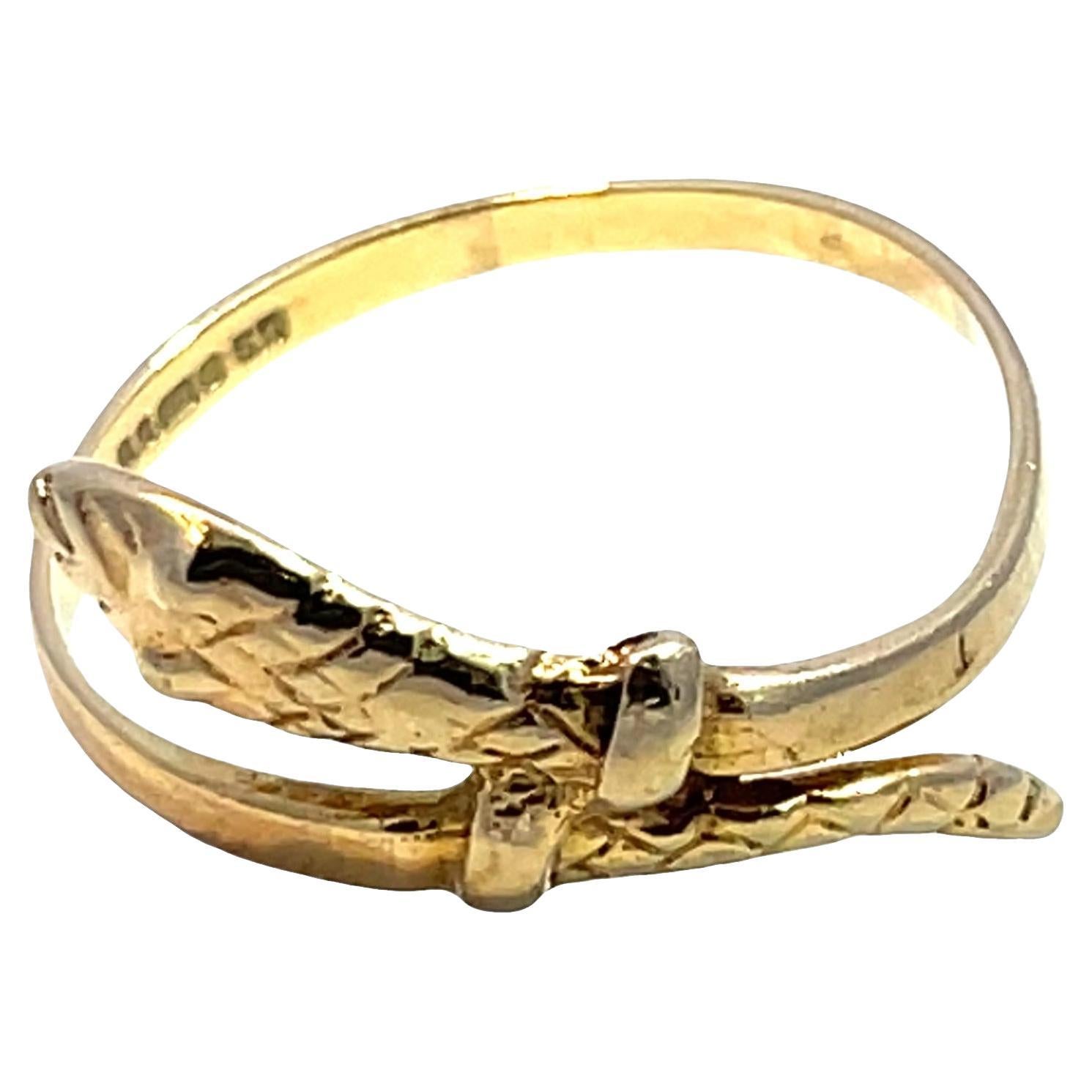 14k Yellow Gold Textured Snake Ring