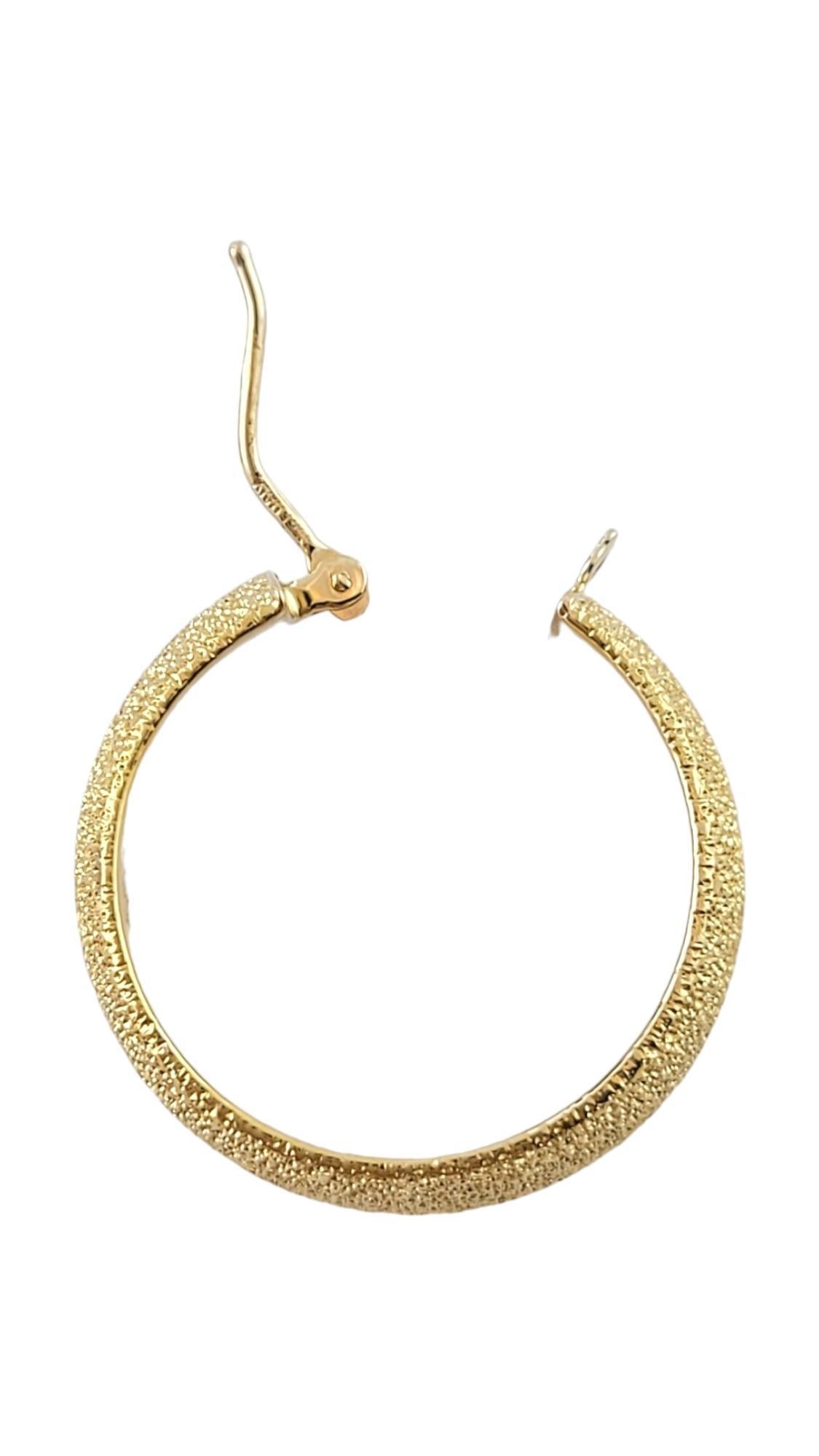 Women's 14K Yellow Gold Textured Sparkly Hoop Earrings #17378 For Sale