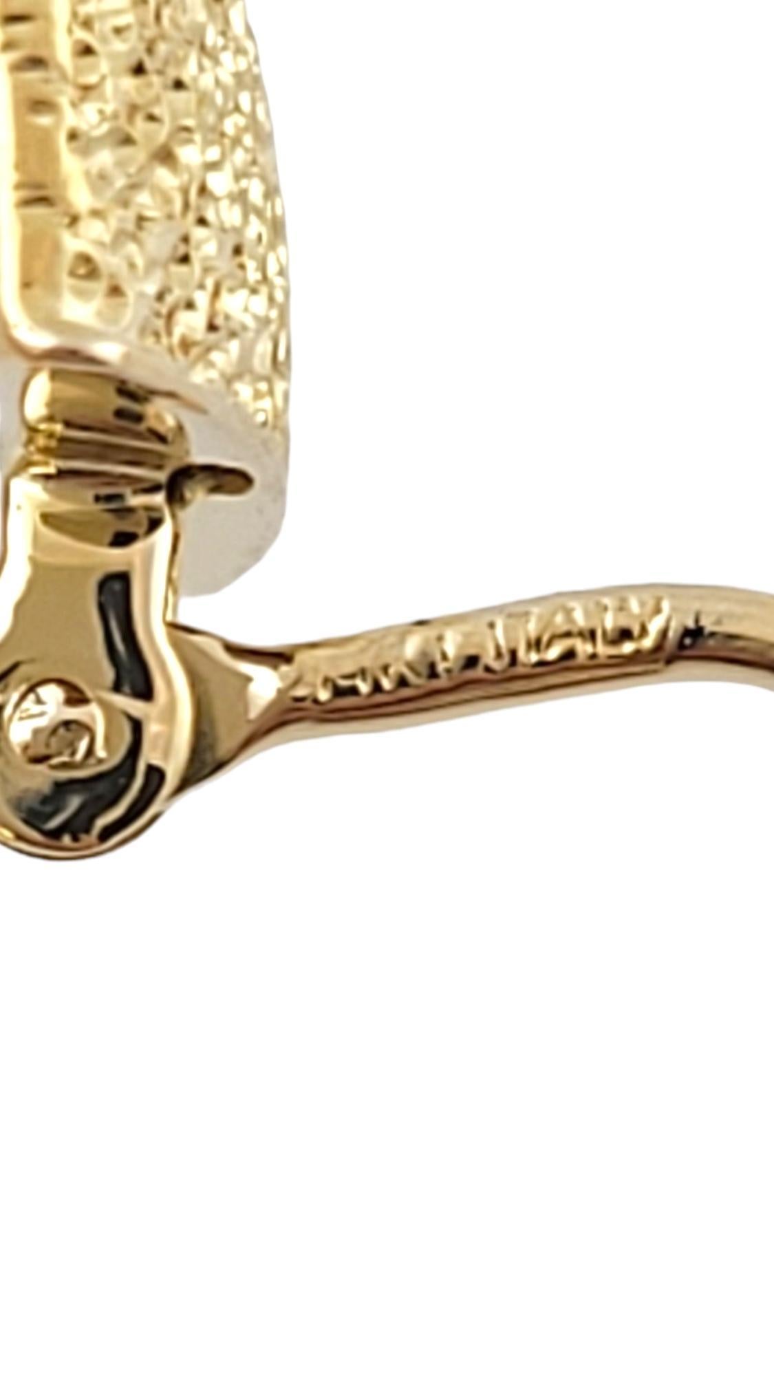 14K Gelbgold Texturierte funkelnde Creolen #17378 1