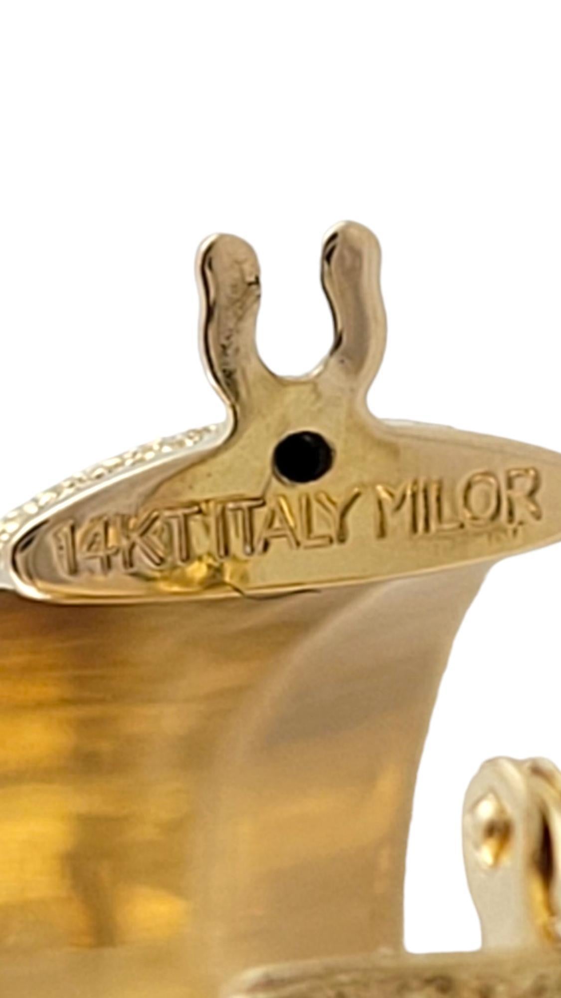 14K Gelbgold Texturierte funkelnde Creolen #17378 2