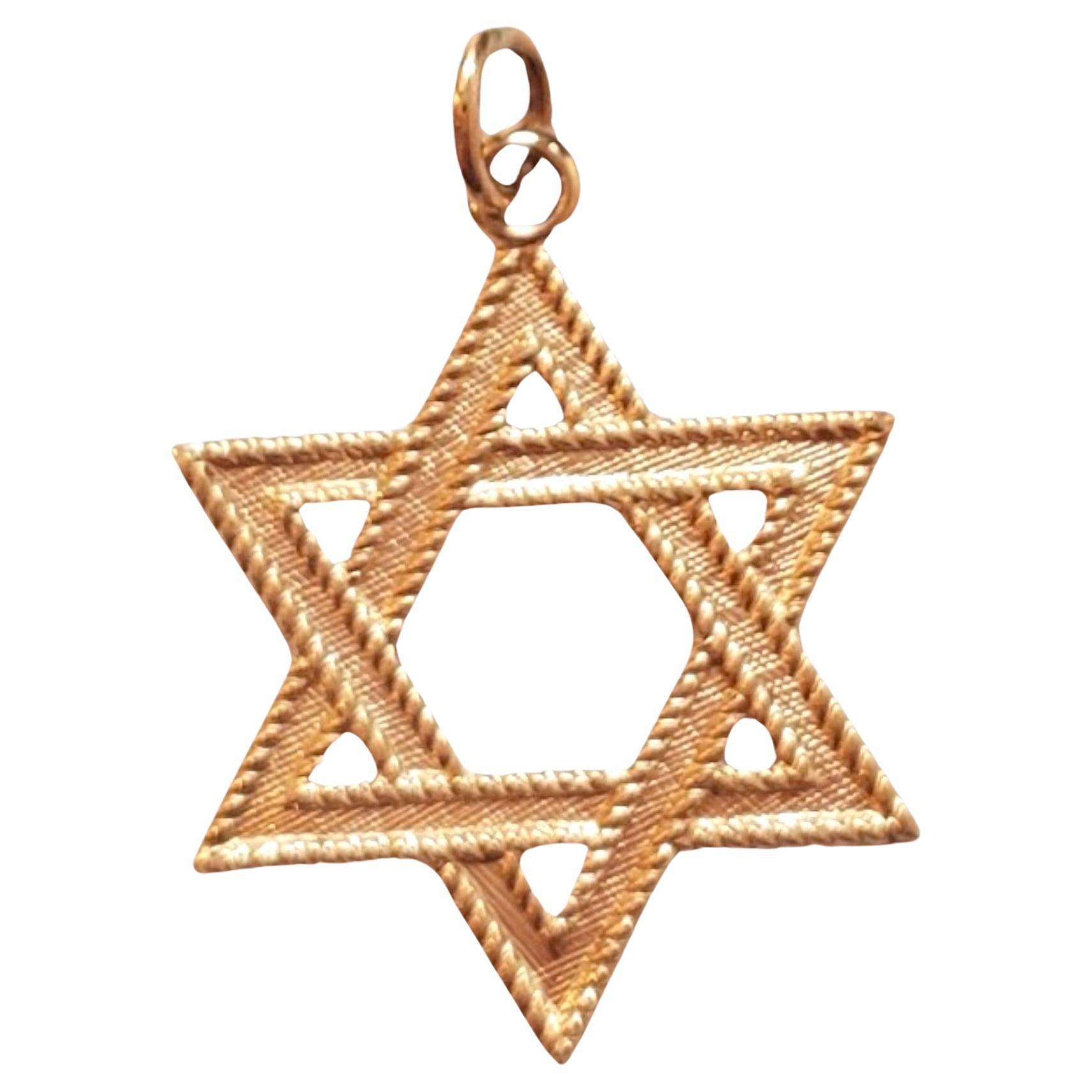 14k Yellow Gold Textured Star of David Pendant #18019