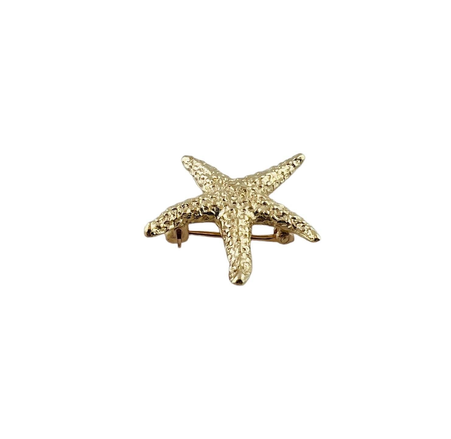 14K Yellow Gold Textured Starfish Pin #15554 In Good Condition In Washington Depot, CT