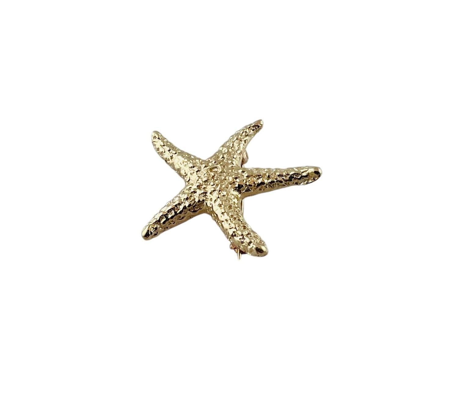 Women's 14K Yellow Gold Textured Starfish Pin #15554 For Sale