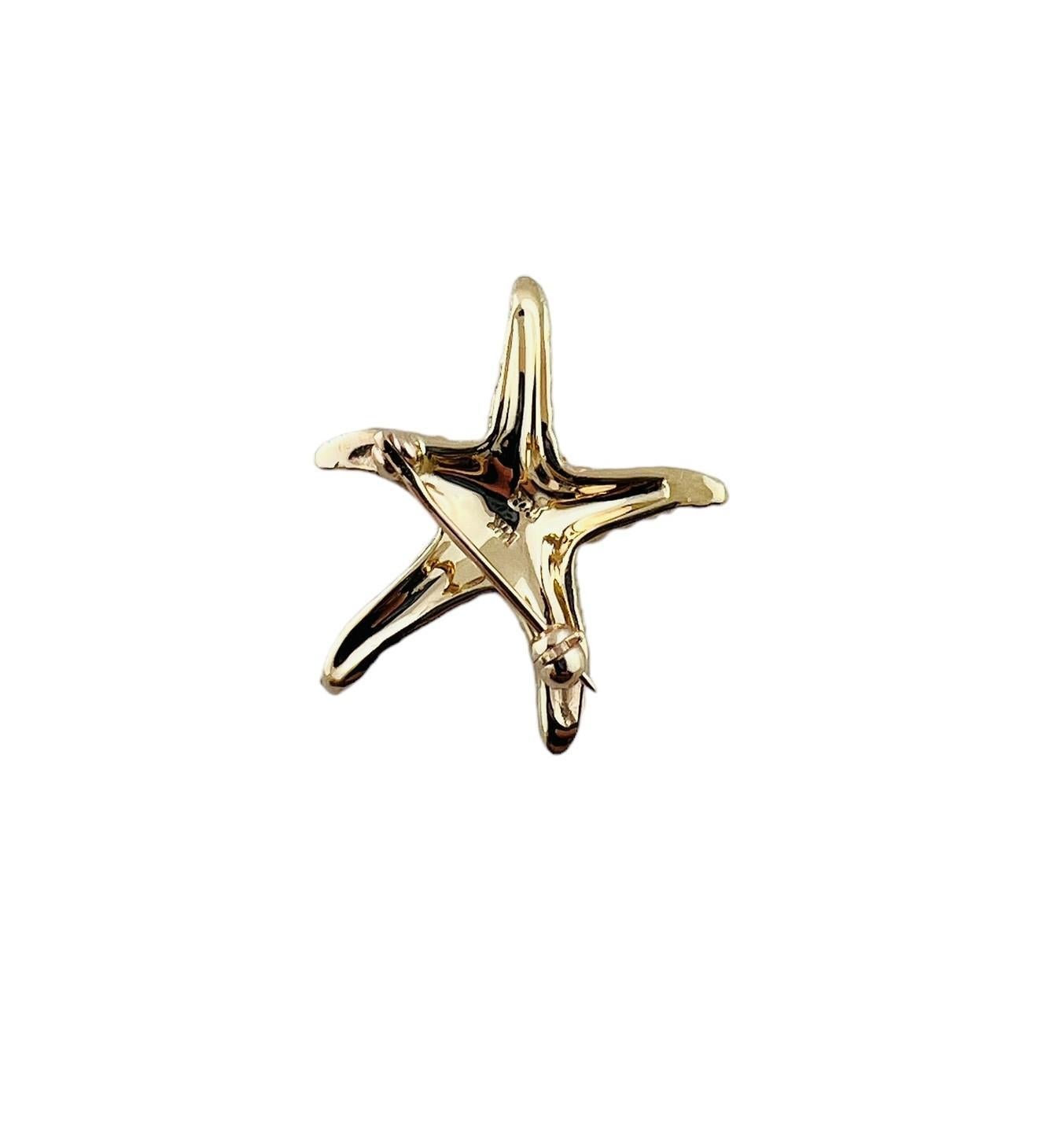 14K Yellow Gold Textured Starfish Pin #15554 For Sale 1
