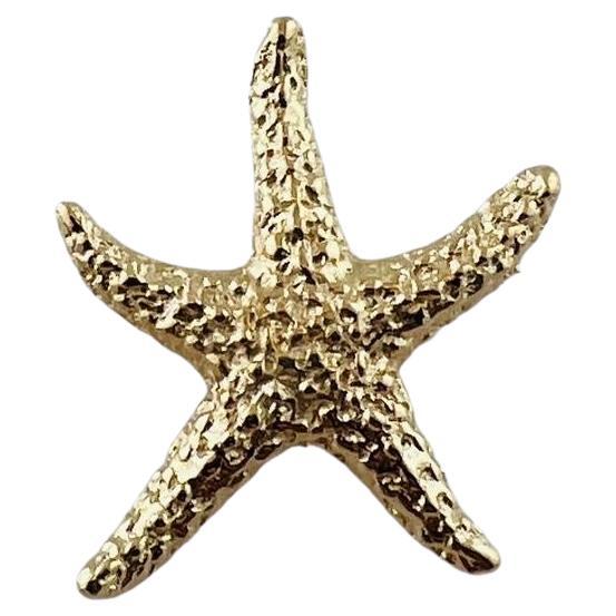 14K Yellow Gold Textured Starfish Pin #15554 For Sale