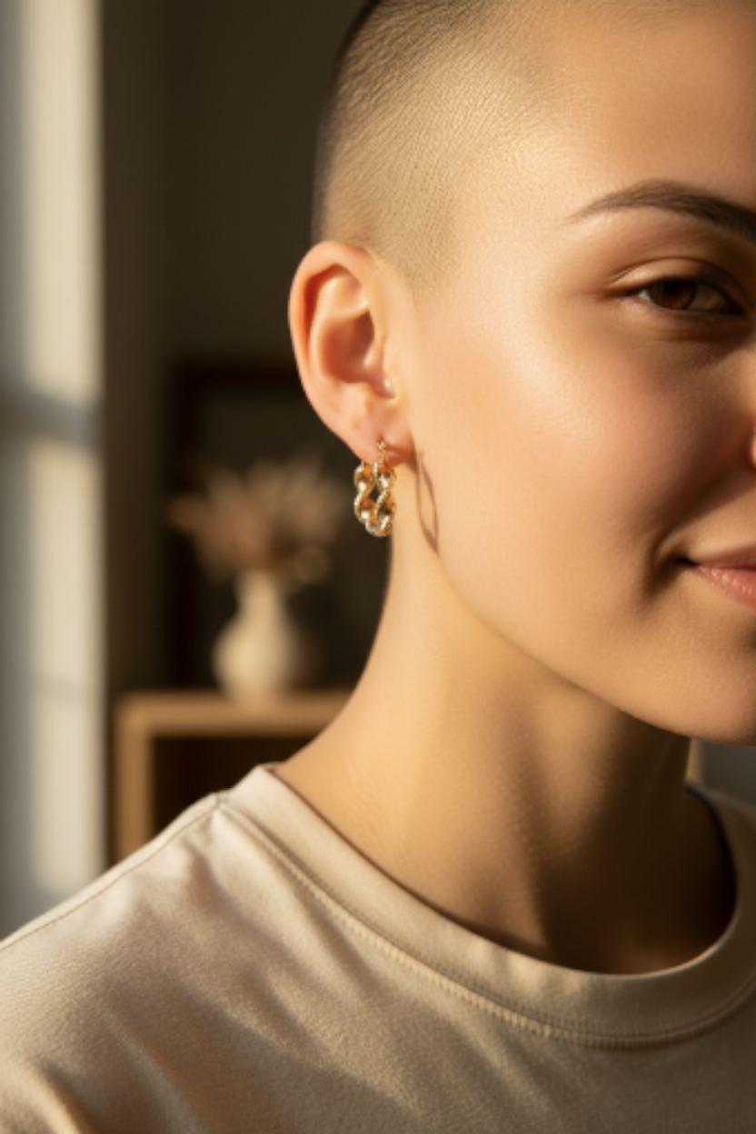 Orecchini a cerchio intrecciati in oro giallo 14k #23858 in vendita 3