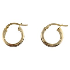 Vintage 14K Yellow Gold Textures Sparkly Hoop Earrings #12380