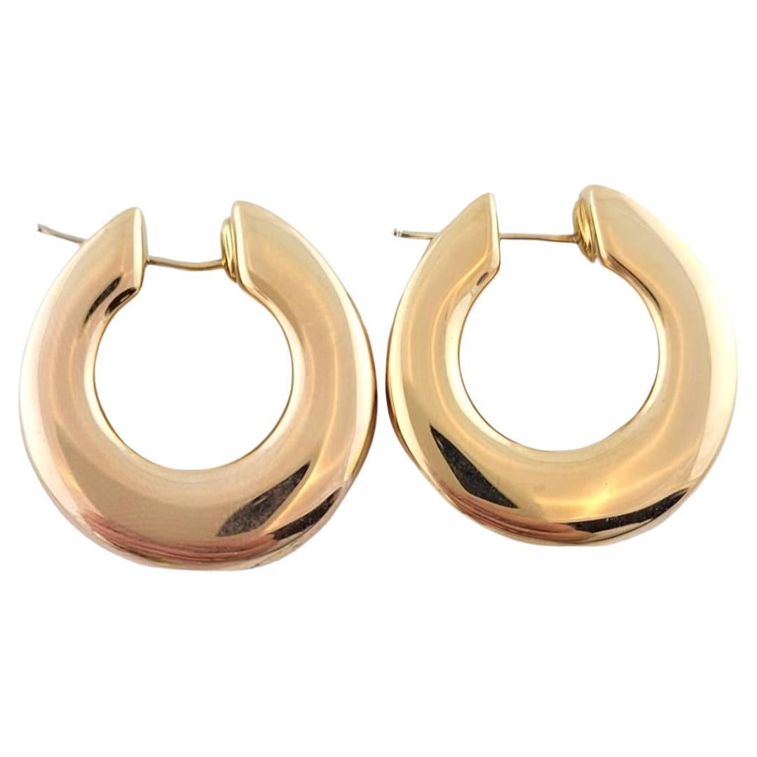 14K Yellow Gold Thick Hoop Earrings #16185 For Sale