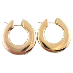 14K Yellow Gold Thick Hoop Earrings #16185
