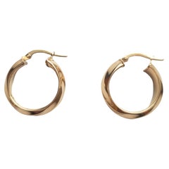 14K Yellow Gold Thick Twisted Hoop Earrings #17623