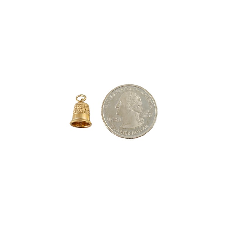 14K Yellow Gold Thimble Charm For Sale at 1stDibs