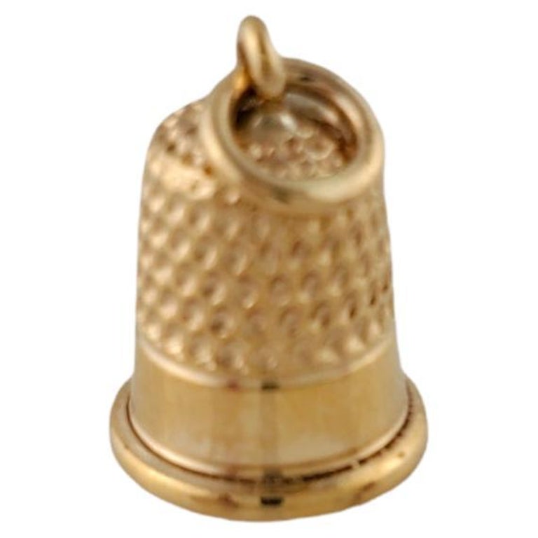 14K Yellow Gold Thimble Charm For Sale at 1stDibs