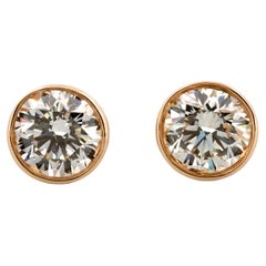 14K Yellow Gold Thin Bezel Diamond Studs 0.40 ct