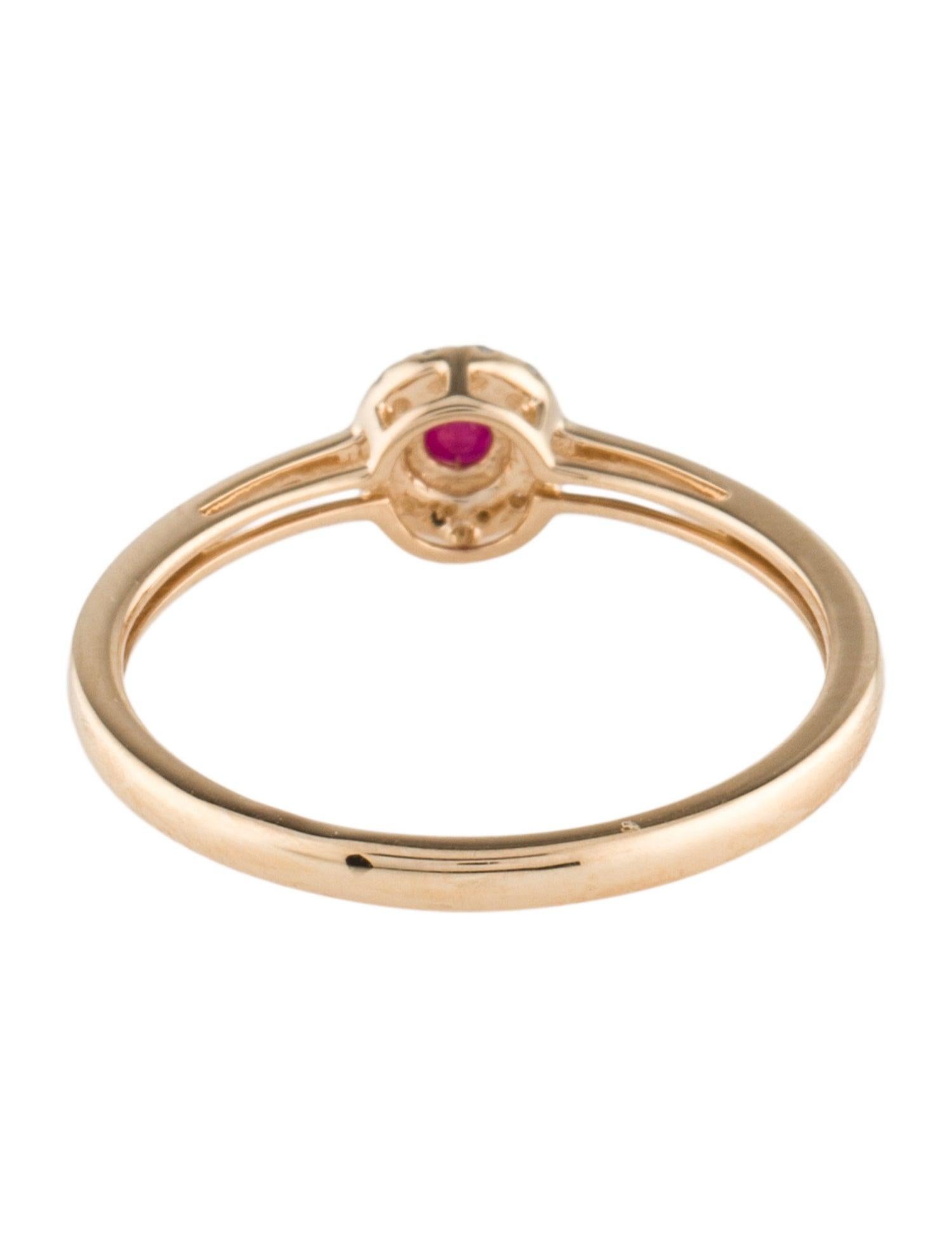 14K Yellow Gold Thin Cocktail Ring with 0.14ct Ruby and 0.06ct Diamond Accents In New Condition For Sale In Holtsville, NY