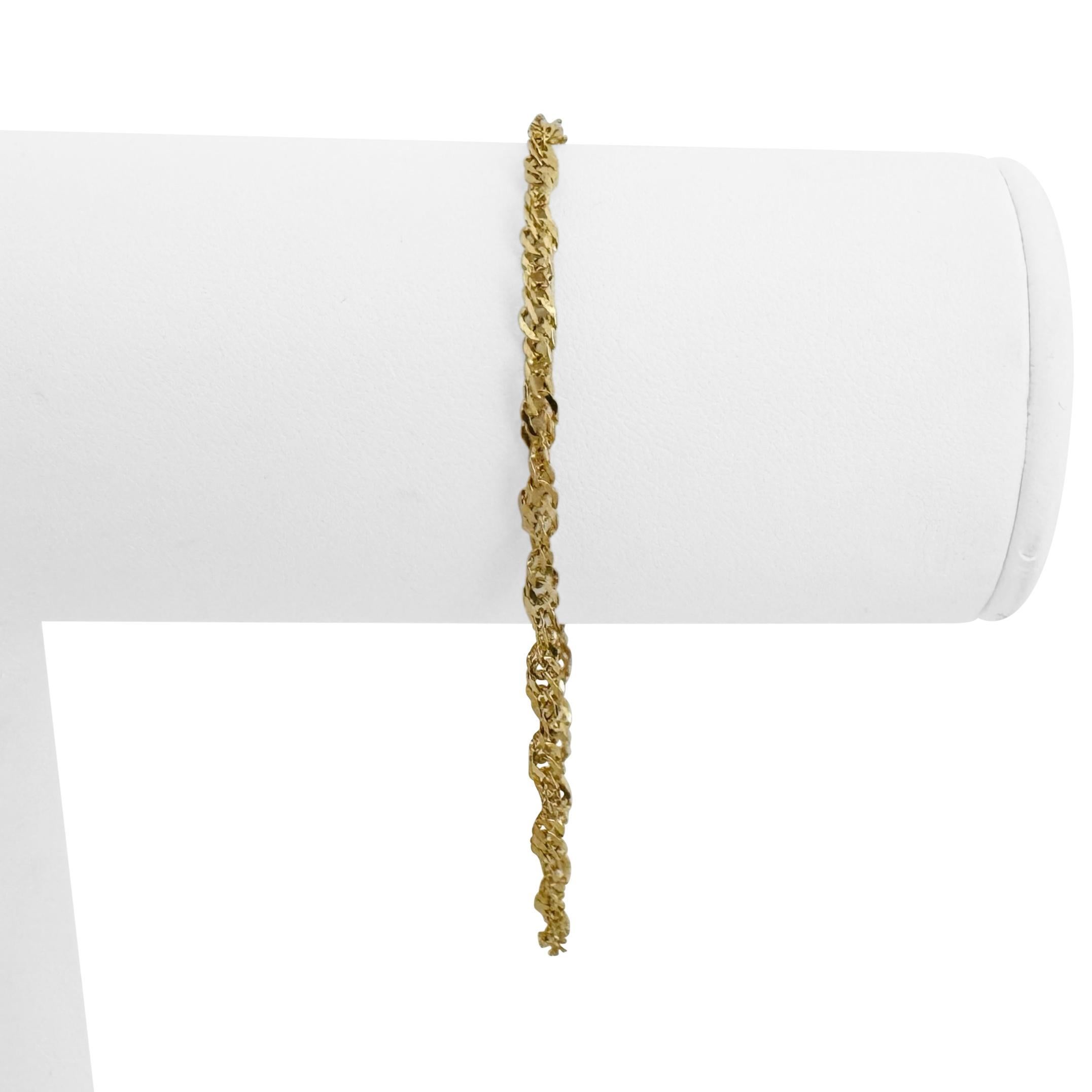 Pulsera de eslabones finos muy ligeros Milor de oro amarillo de 14 quilates Italia 7 en Bueno Estado en Guilford, CT