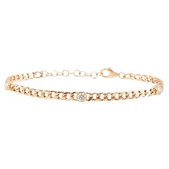 14K Yellow Gold Three Diamond Cuban Link Bracelet