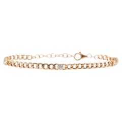 14K Yellow Gold Three Diamond Cuban Link Bracelet