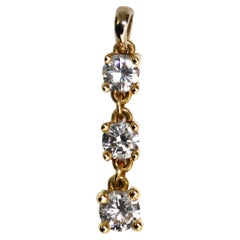 14K Yellow Gold Three-Diamond Pendant 0.65ct