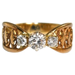 Anello a tre diamanti in oro giallo 14K 0,55ct