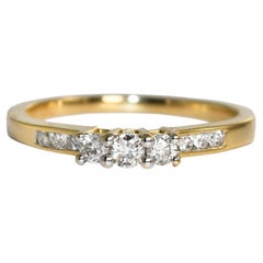 14K Yellow Gold Three-Stone Diamond Engagement Ring 0.30ct