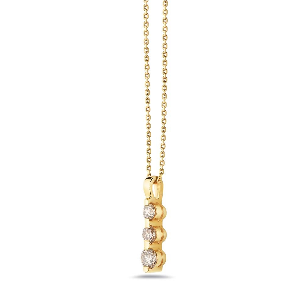 This necklace features three round brilliant diamonds set in 14K yellow gold. Made in USA. 


Viewings available in our NYC showroom by appointment.