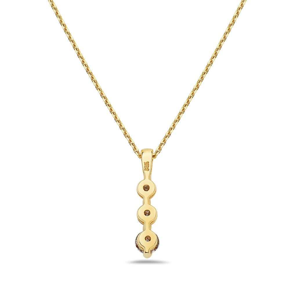 14K Yellow Gold Pendant Necklace – 3ct Lab-Created Diamond Round, 18" Chain