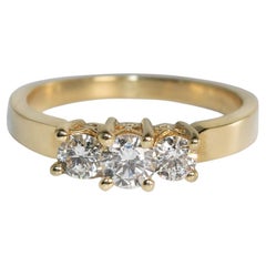 14K Yellow Gold Three-Stone Diamond Ring 0.69ct