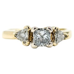 14k Yellow Gold Three Stone Diamond Ring