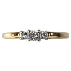 14K Yellow Gold Three-Stone Princess Cut Diamond Ring Size 7 #23837