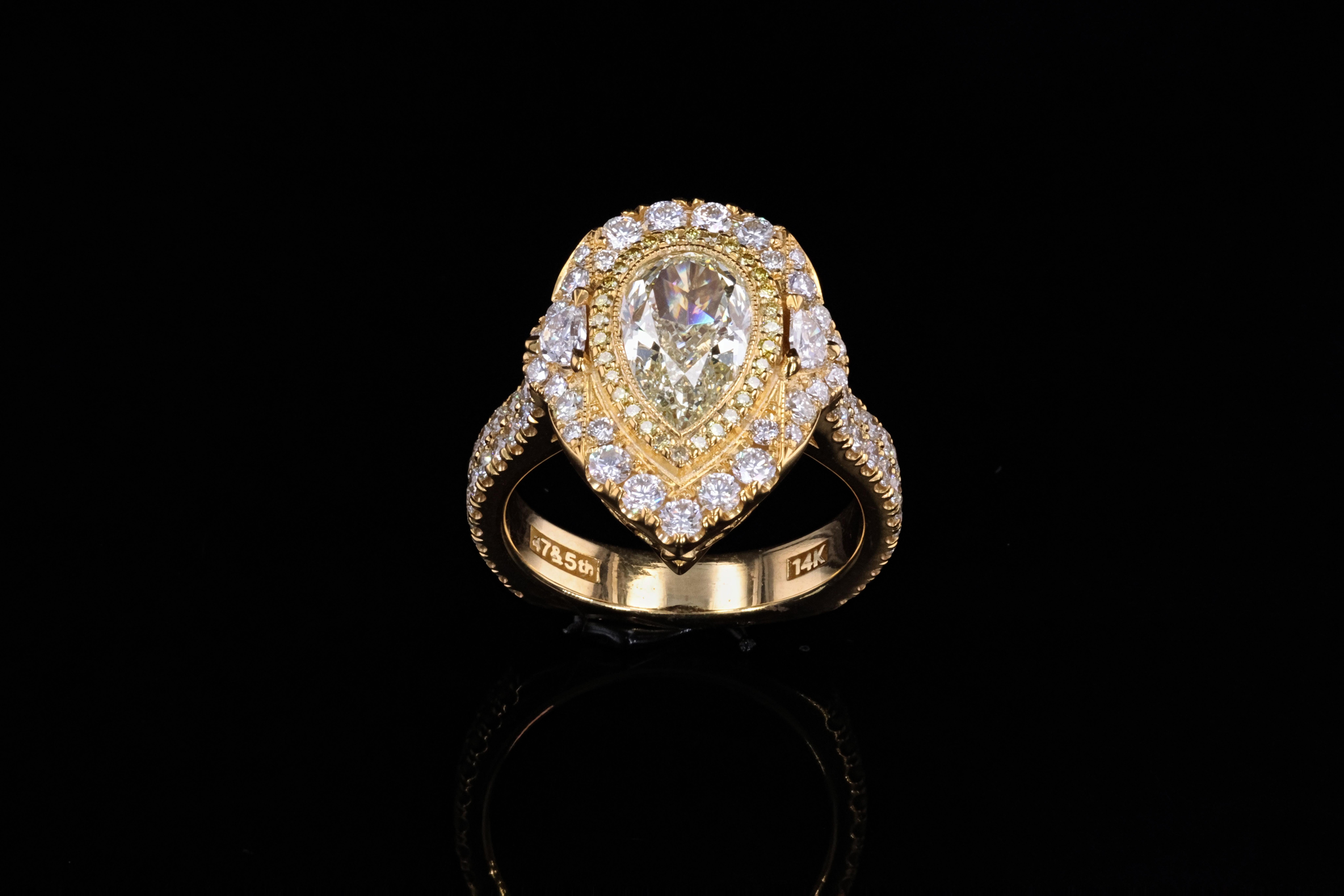 Mixed Cut 14k Yellow Gold Three Stone Ring