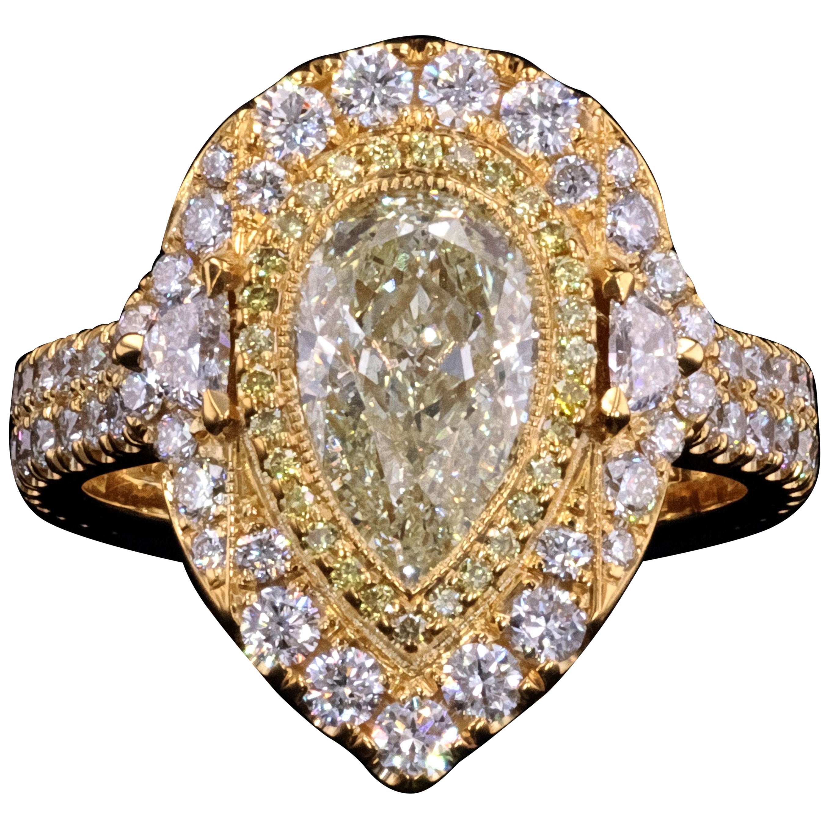 14k Yellow Gold Three Stone Ring