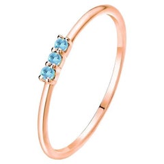 Trilogy Round Aquamarine 14K Rose Gold Ring