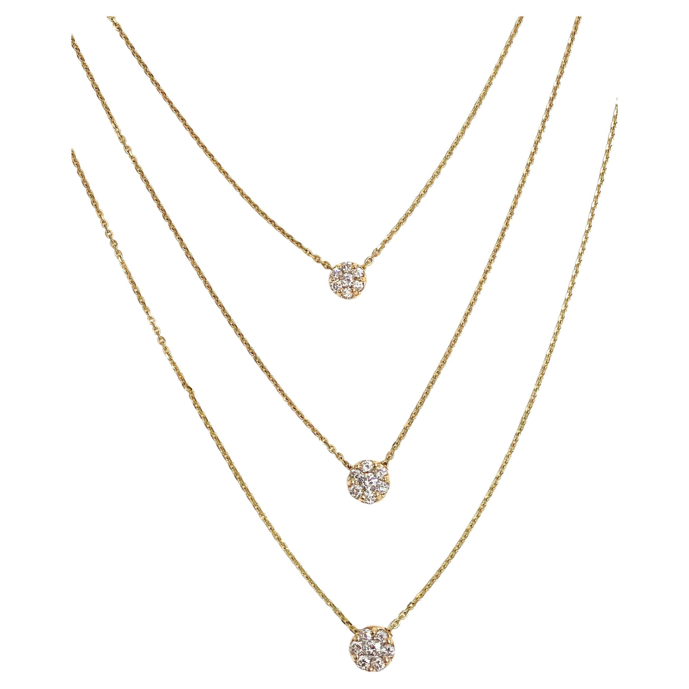 David Morris 72.58 Carats Diamonds Gold Three Strand Necklace at