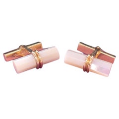 Retro 14k Yellow Gold Tiffany & Co Mother of Pearl Cufflinks