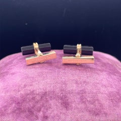 Manschettenknöpfe aus 14 Karat Gelbgold Tiffany & Co Onyx
