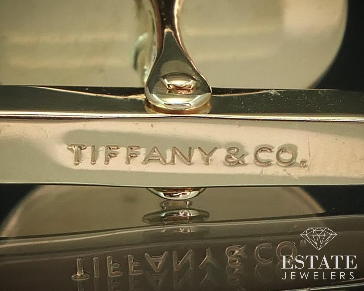 14k Gelbgold Tiffany & Co. Ovale Manschettenknöpfe mit natürlichen Diamanten 16,2g i15112 für Damen oder Herren im Angebot